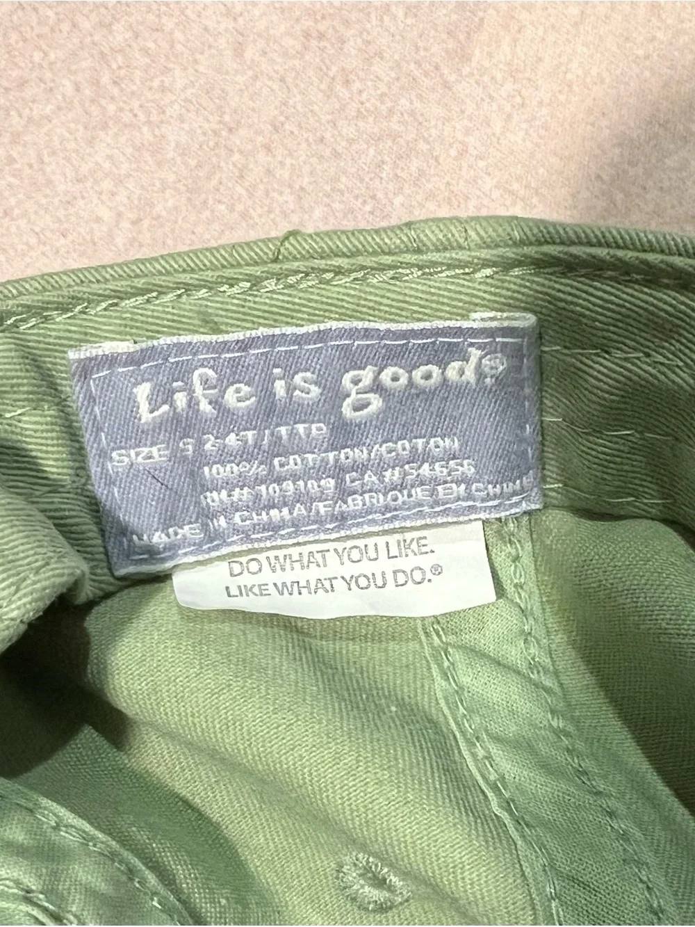 Life is Good Green Cotton Baseball Cap with Blue Heart Accent Toddler 2T - 4T